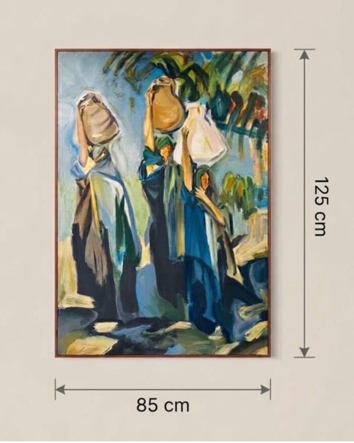 Hand-Painted  Water Gatherers framed Acrylic wall Painting - Image 3