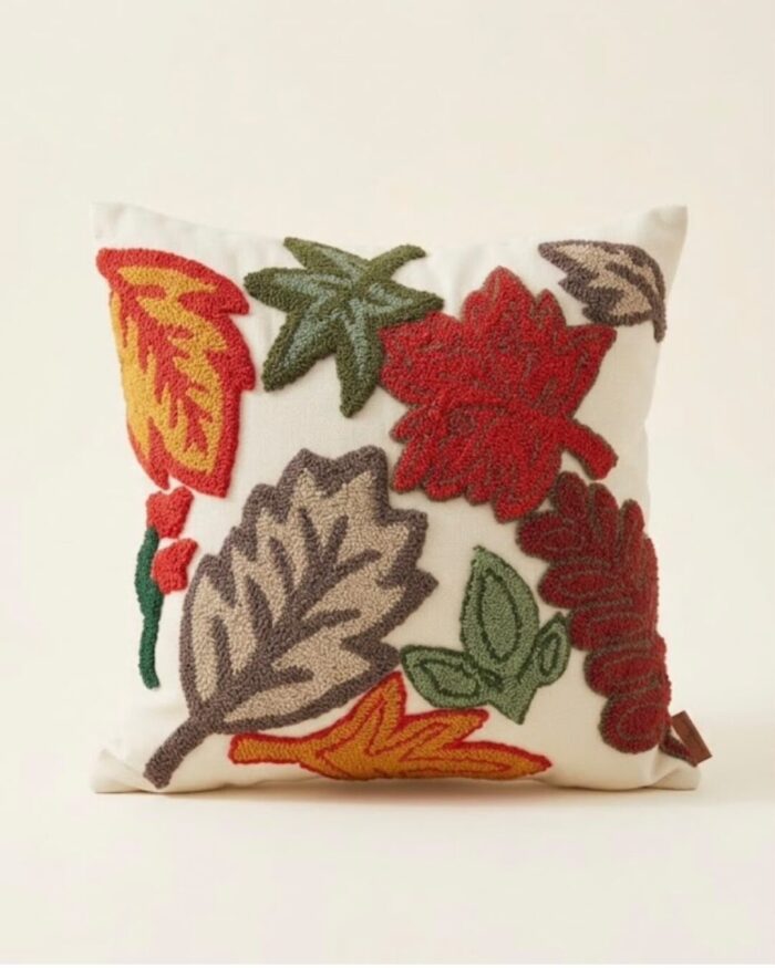 The Autumnal Forest  Embroidery Leaf cushion - Image 1