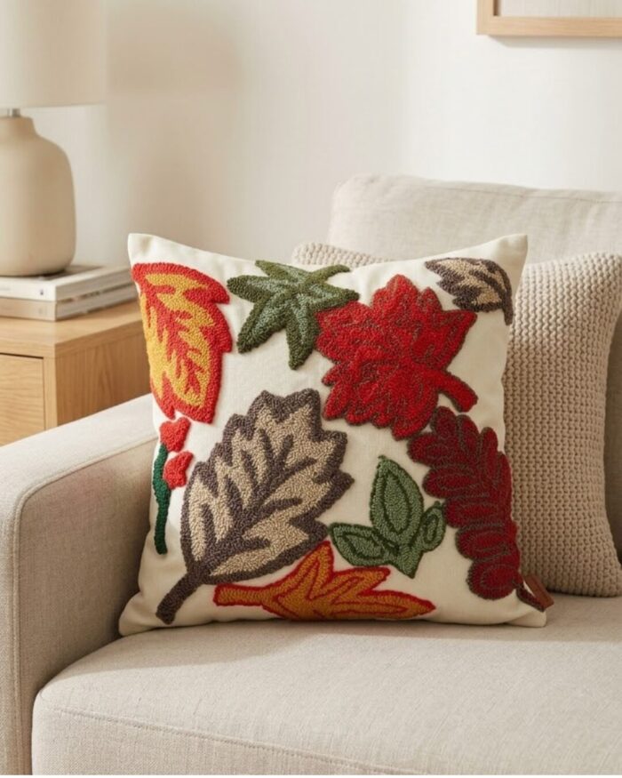 The Autumnal Forest  Embroidery Leaf cushion - Image 2