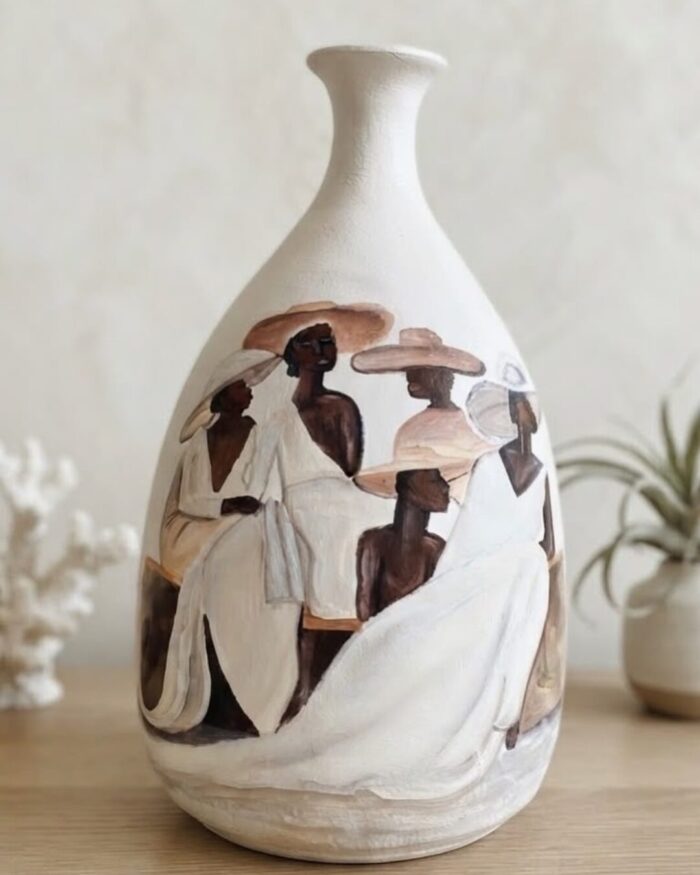 Heritage Gathering Hand-Painted Pottery vase - Image 2
