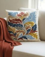 Luxurious Embroidered  multicolor Leaf Cushion - Image 2