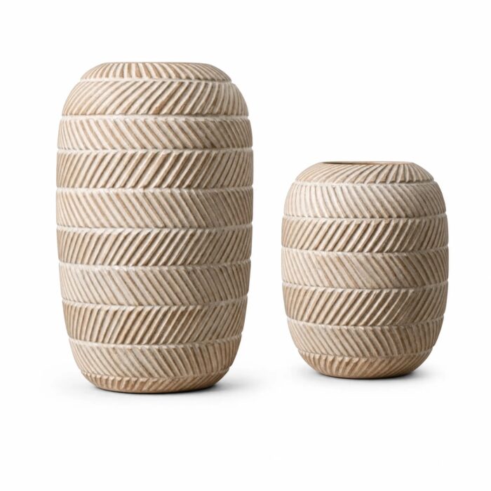 Handcrafted natural woven pattern decorative vases, set of 2