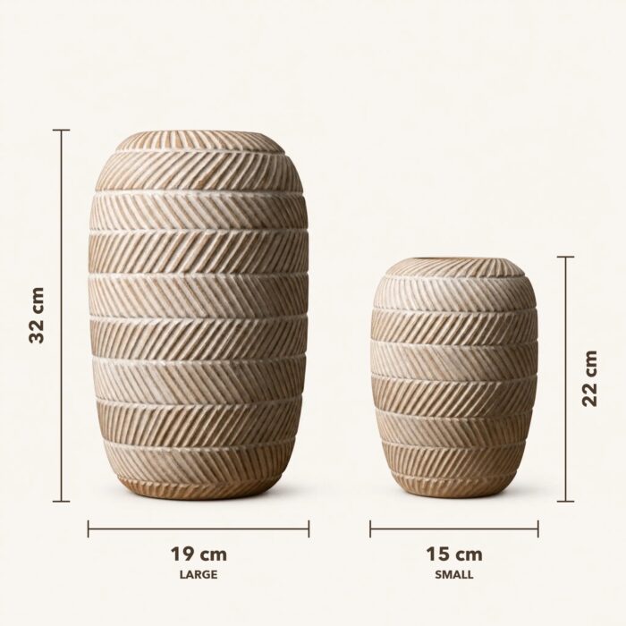 Woven decorative vases dimensions: large 32 x 19 cm, small 22 x 15 cm