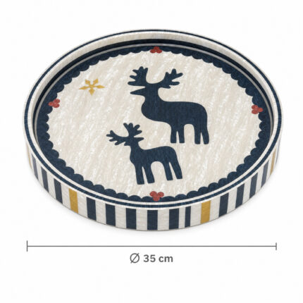 Navy Reindeer round tray size Ø35 cm