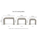Handmade pearl inlay waterfall nesting tables, set of 3 – dimensions