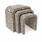 Handmade pearl inlay waterfall nesting tables, set of 3 – white 01