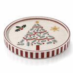 Pine Branch Christmas Tree round tray Ø45 cm on a white background