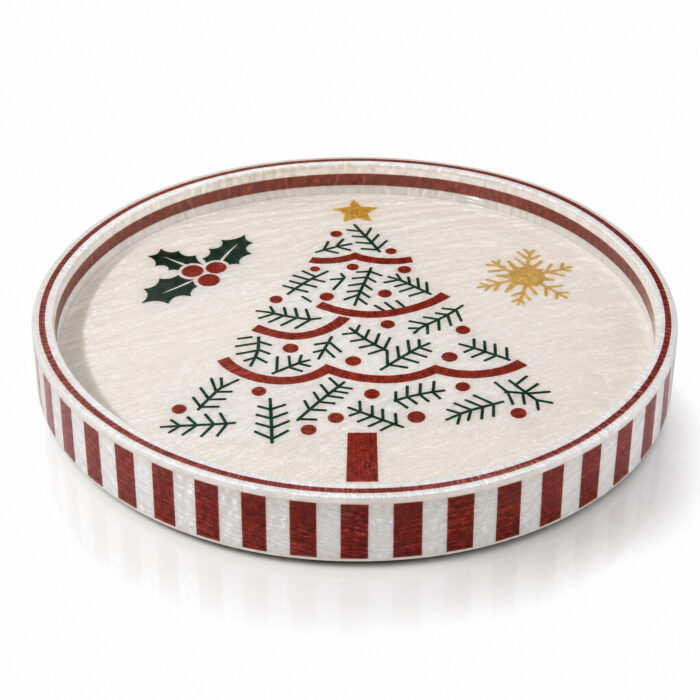 Pine Branch Christmas Tree round tray Ø45 cm on a white background