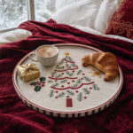 Pine Branch Christmas Tree round tray used for serving at home