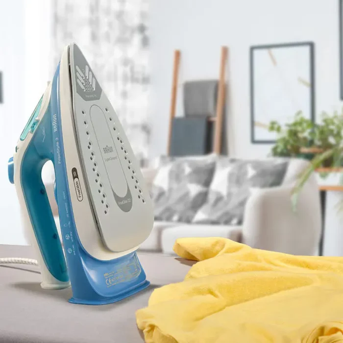 Braun FreeStyle 3 Steam Iron FI3144BL, 2400W, 270ml, Ceramic Soleplate, Blue/White - Image 5