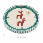 Red Reindeer on White round tray size Ø45 cm