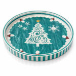 White Christmas Tree on Teal round tray Ø45 cm on a white background