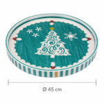 White Christmas Tree on Teal round tray size Ø45 cm