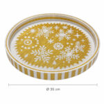 White Snowflakes on Gold round tray size Ø35 cm
