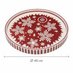 White Snowflakes on Red round tray size Ø45 cm
