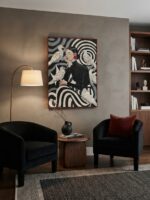 Hand-Painted Woman and White Birds Wooden Wall Art, 80 × 110 cm, Black/White - Image 4