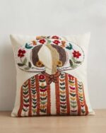Hand-Tufted Cowgirl Portrait Fabric Cushion, 45 × 45 cm, multicolr