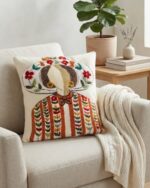 Hand-Tufted Cowgirl Portrait Fabric Cushion, 45 × 45 cm, multicolr - Image 2