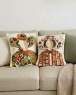 Hand-Tufted Cowgirl Portrait Fabric Cushion, 45 × 45 cm, multicolr - Image 3
