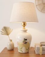 Hand-Painted Meadow Wooden Table Lamp, 40 cm, Creamy - Image 2