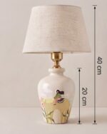 Hand-Painted Meadow Wooden Table Lamp, 40 cm, Creamy - Image 4