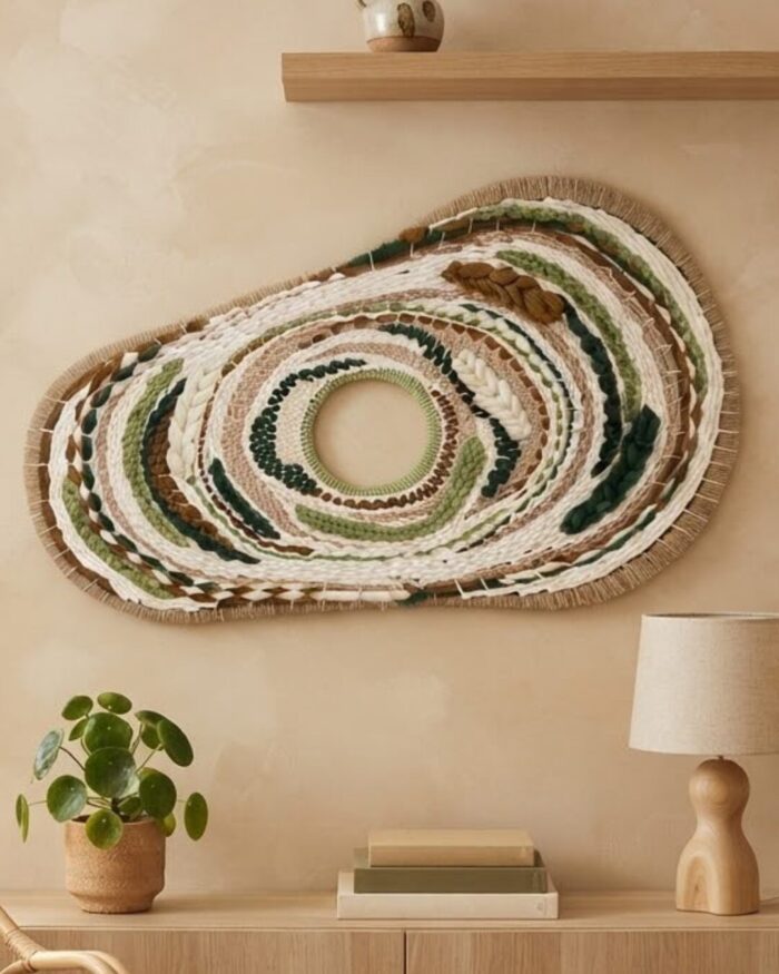 Bohemian Woven Wall Art, 155 × 85 cm, Green/White - Image 1