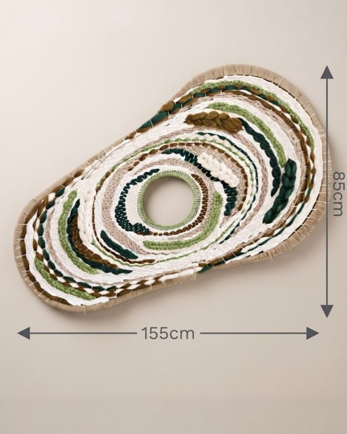 Bohemian Woven Wall Art, 155 × 85 cm, Green/White - Image 3