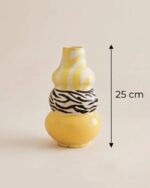 Hand-Painted Zebra Pattern Stacked Ceramic Vase, 25 cm, Yellow/Black - Image 3