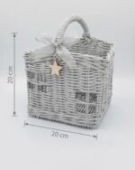 Rustic with Bow and Wooden Star Wicker Decoration, 20 × 20 cm and 15 × 15 cm, Light Grey - Image 2