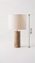 Ribbed Marble Table Lamp, 60 cm, Brown/Off-White - Image 2