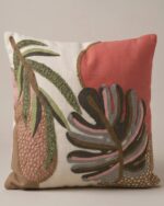 Botanical Embroidered Cotton Cushion, 45 × 45 cm, Multicolor - Image 2