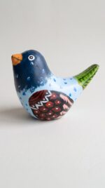 Hand-Painted Speckled Pottery Figurine Set of 2 for Tabletop, 12 × 10 cm, Blue/Brown - Image 2