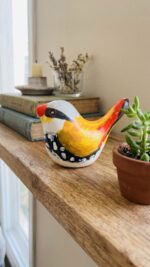 Hand-Painted Spotted Pottery Figurine Set of 2 for Tabletop, 8 × 6 cm, Yellow/Orange - Image 4