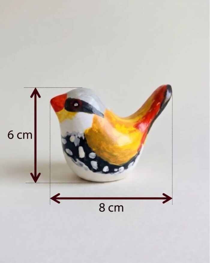 Hand-Painted Spotted Pottery Figurine Set of 2 for Tabletop, 8 × 6 cm, Yellow/Orange - Image 5