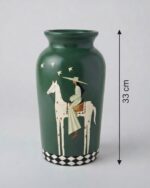 The  Equestrian Tale Green Hand painted Pottery vase - Image 4
