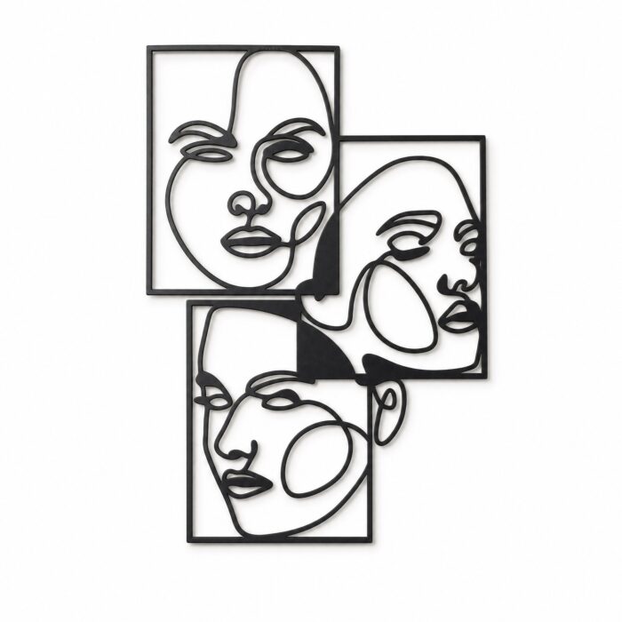 Abstract Faces Collage Metal Wall Art on a white background