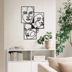 Abstract Faces Collage Metal Wall Art in a living space