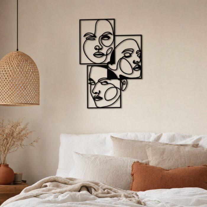 Abstract Faces Collage Metal Wall Art styled at home