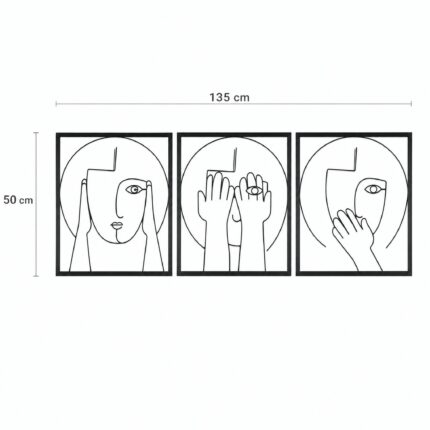 Abstract Faces Line Art Metal Wall Art dimensions