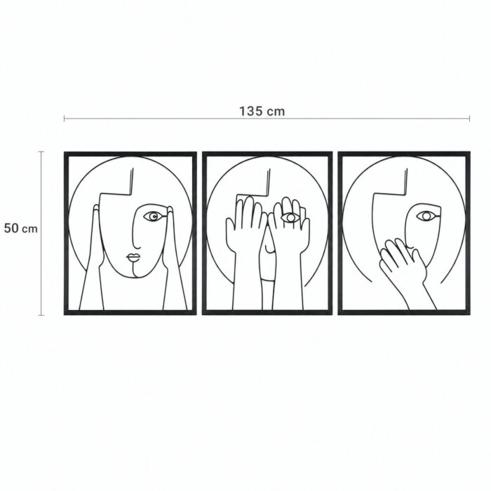 Abstract Faces Line Art Metal Wall Art dimensions