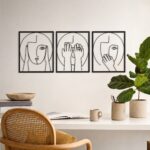 Abstract Faces Line Art Metal Wall Art styled at home