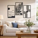 Abstract Landscape Framed Metal Wall Art styled at home