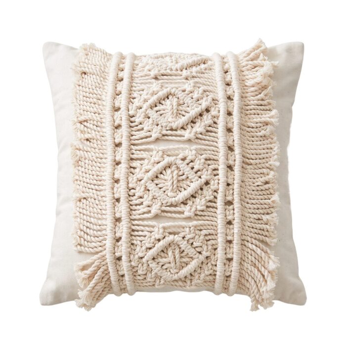 Macrame Cotton Cushion, 40 × 40 cm - Image 4