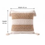 Boho Neutral Cotton Cushion with Filler, 45 × 45 cm, Tan - Image 7