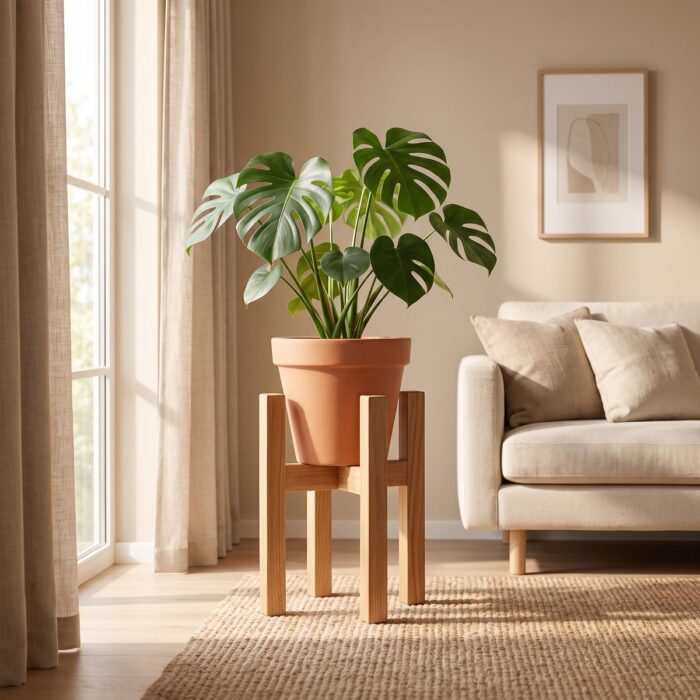 Square Wooden Plant Stand for Indoor & Outdoor, 50 × 30 cm - Image 4