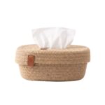 Knitted Jute Tissue Box for Tabletop, 21 × 16.5 × 10.5 cm, Beige - Image 5