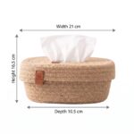 Knitted Jute Tissue Box for Tabletop, 21 × 16.5 × 10.5 cm, Beige - Image 6