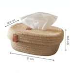 Knitted Jute Tissue Box for Tabletop, 21 × 16.5 × 10.5 cm, Beige - Image 7