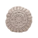 Hand-Crocheted Mandala Cotton Cushion with Filler, 40 cm, Grey - Image 2