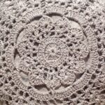 Hand-Crocheted Mandala Cotton Cushion with Filler, 40 cm, Grey - Image 3